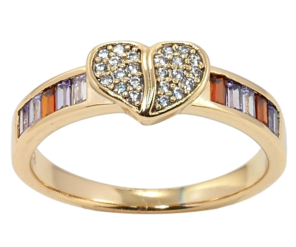 

Кольцо Xuping Позолота 18K "Сердце с разноцветным цирконием" р.16.5,17,18,19,19.5