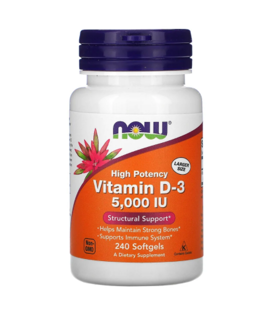 

Витамин Д3, Vitamin D-3, Now Foods, 5000 МЕ, 240 капсул (NOW-00373)