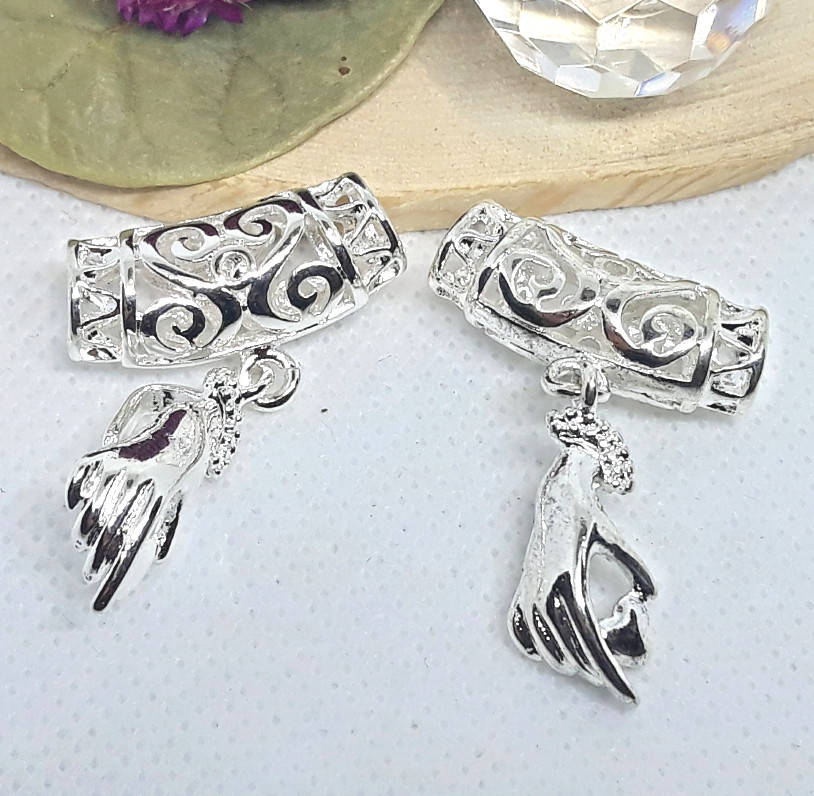 

Бейл Трубочка с разъемным держателем для кулона "Рука" 36Х23.5 мм Серебро, Серебристый