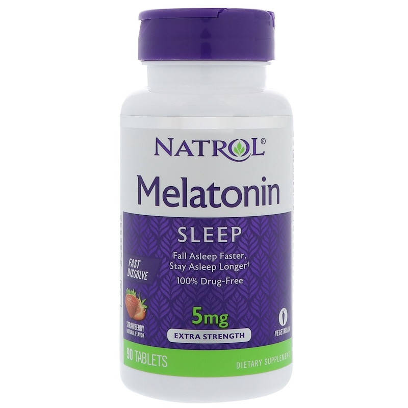 

Мелатонин быстрого высвобождения (Melatonin) 5 мг 90 таблеток со вкусом клубники
