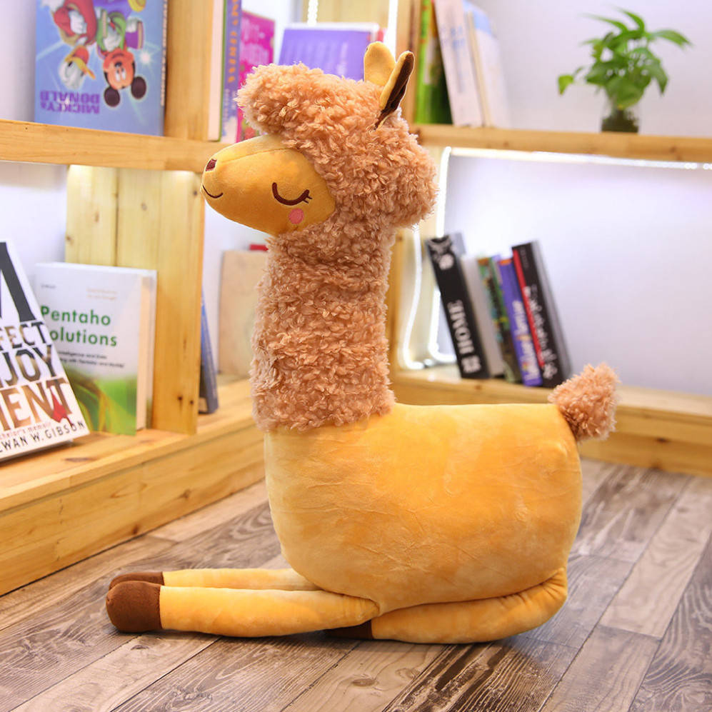 

Лама мягкая игрушка подушка коричневая альпака 80 см, Коричневый