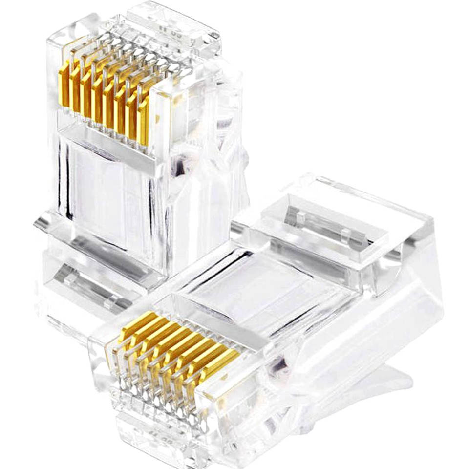 

Коннектор RJ 45 1000 шт Джек для обжима витой пары UTP Connector cable 8P8C, Белый