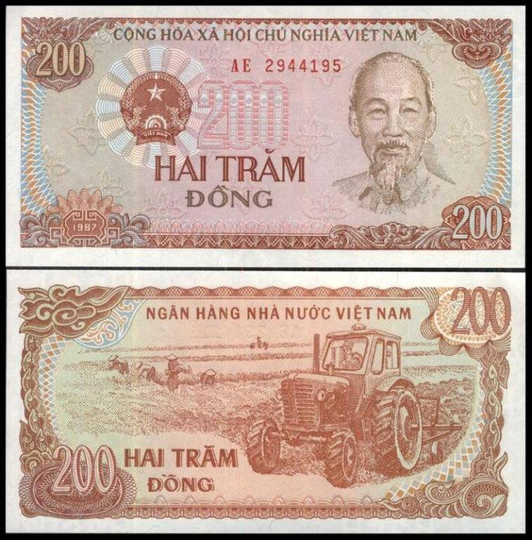 

ВЬЕТНАМ 200 донг 1987г. UNC №10