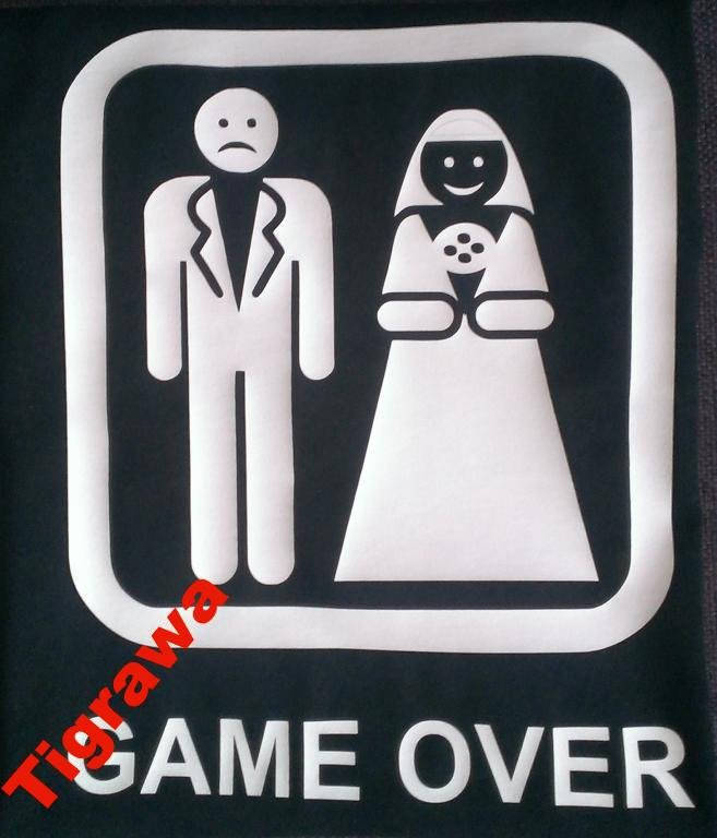 

Футболка Game Over для влюбленных жениху с печатью