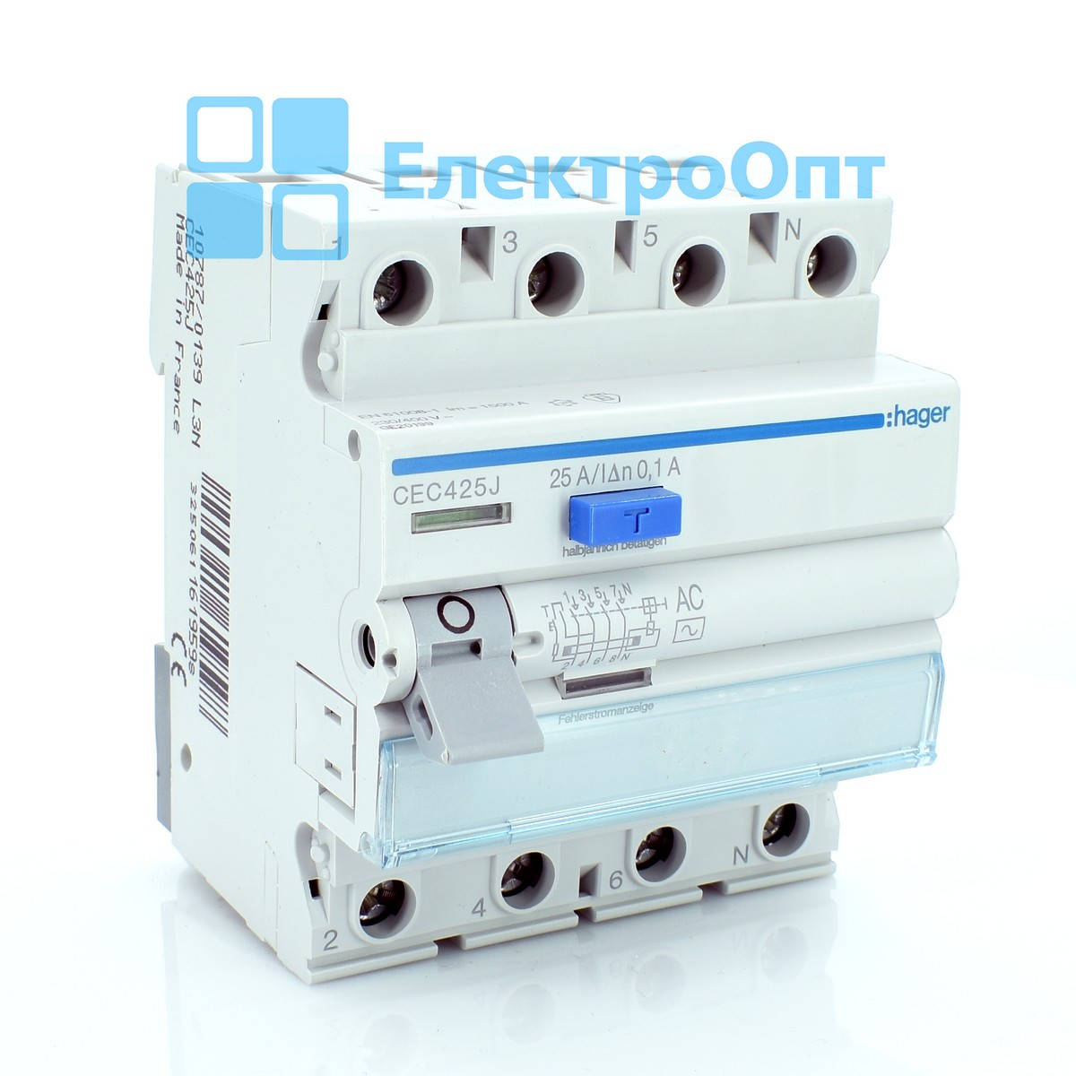

Hager ПЗВ Тип A 4P 100mA 25A CEC425J