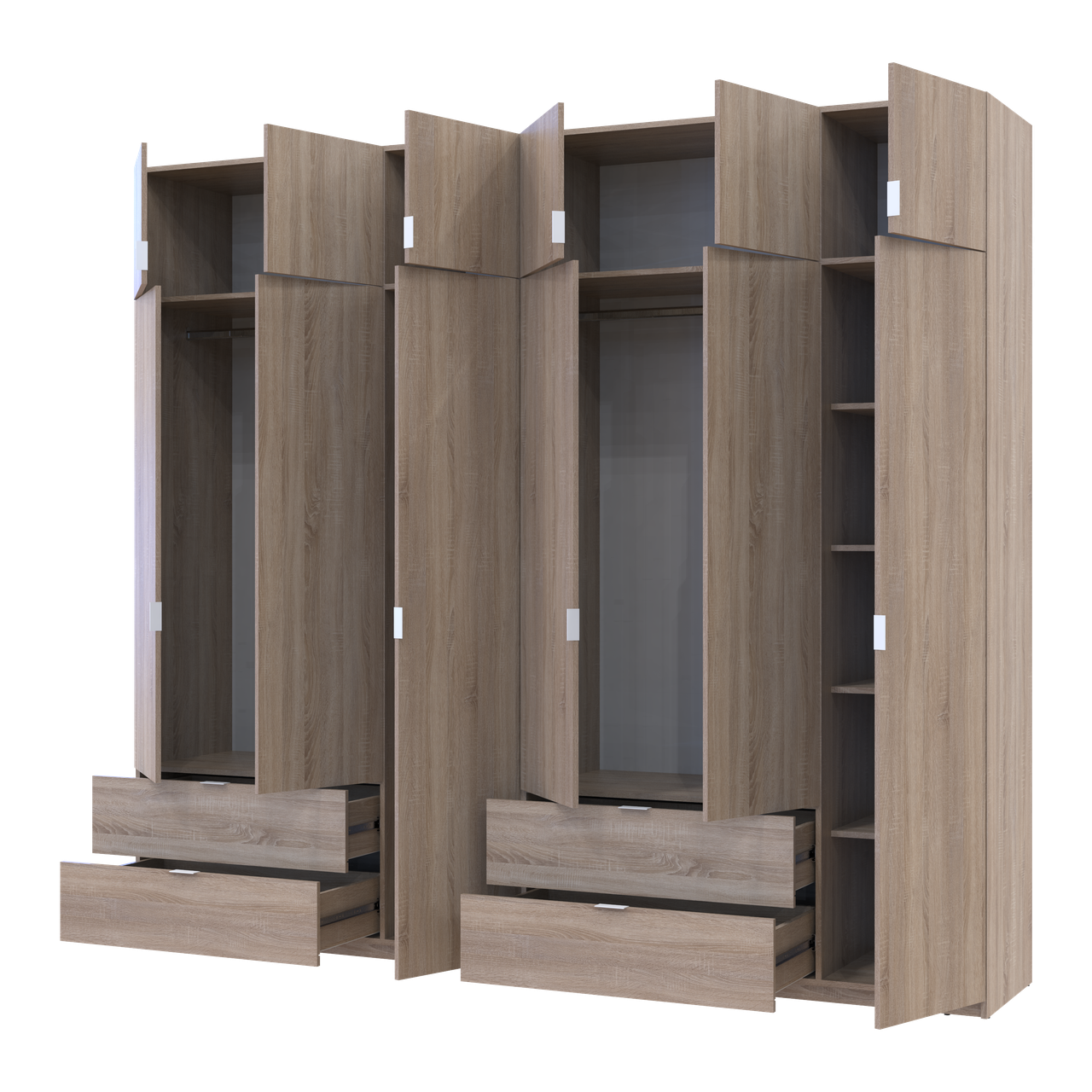 Розпашна Шафа для одягу Doros Лукас Дуб сонома 3+3 ДСП 270х50х240 (42005115) 2