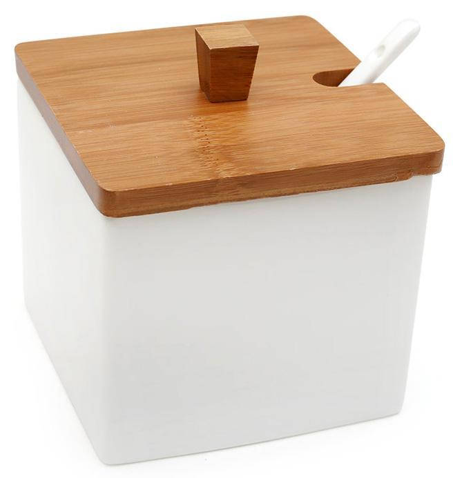 

Банка Ceram-Bamboo 600мл для сахара, соли или специй, квадратная