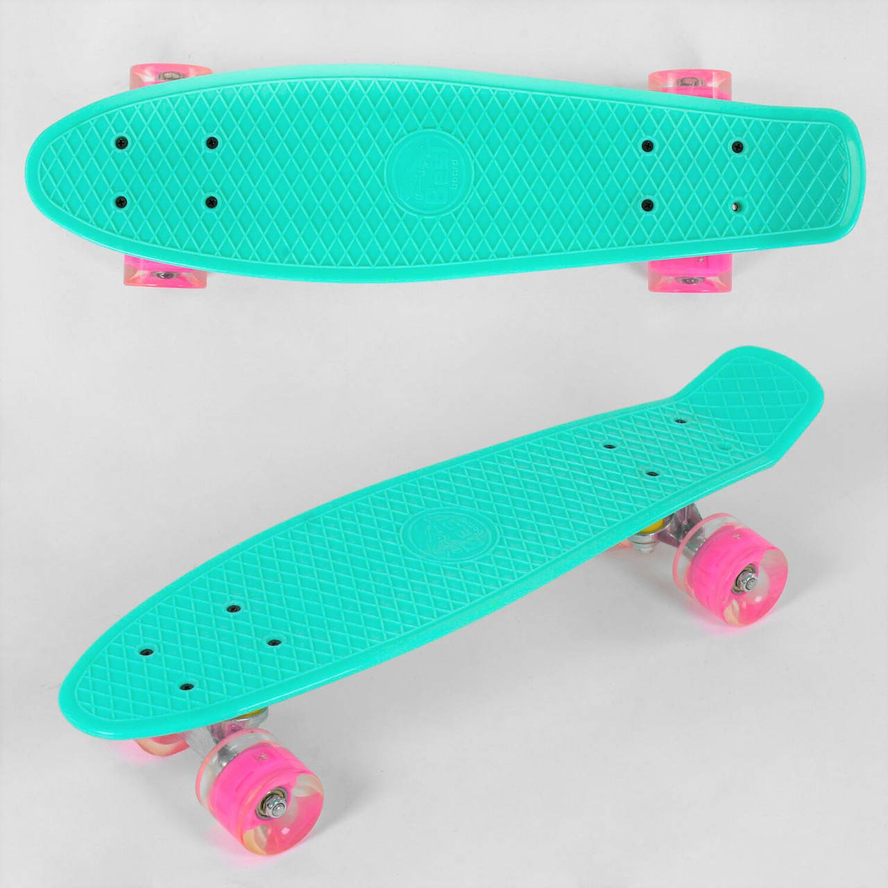 

Скейт Пенни борд "Best Board" бирюзовый с антискользящей поверхностью, колёса светятся
