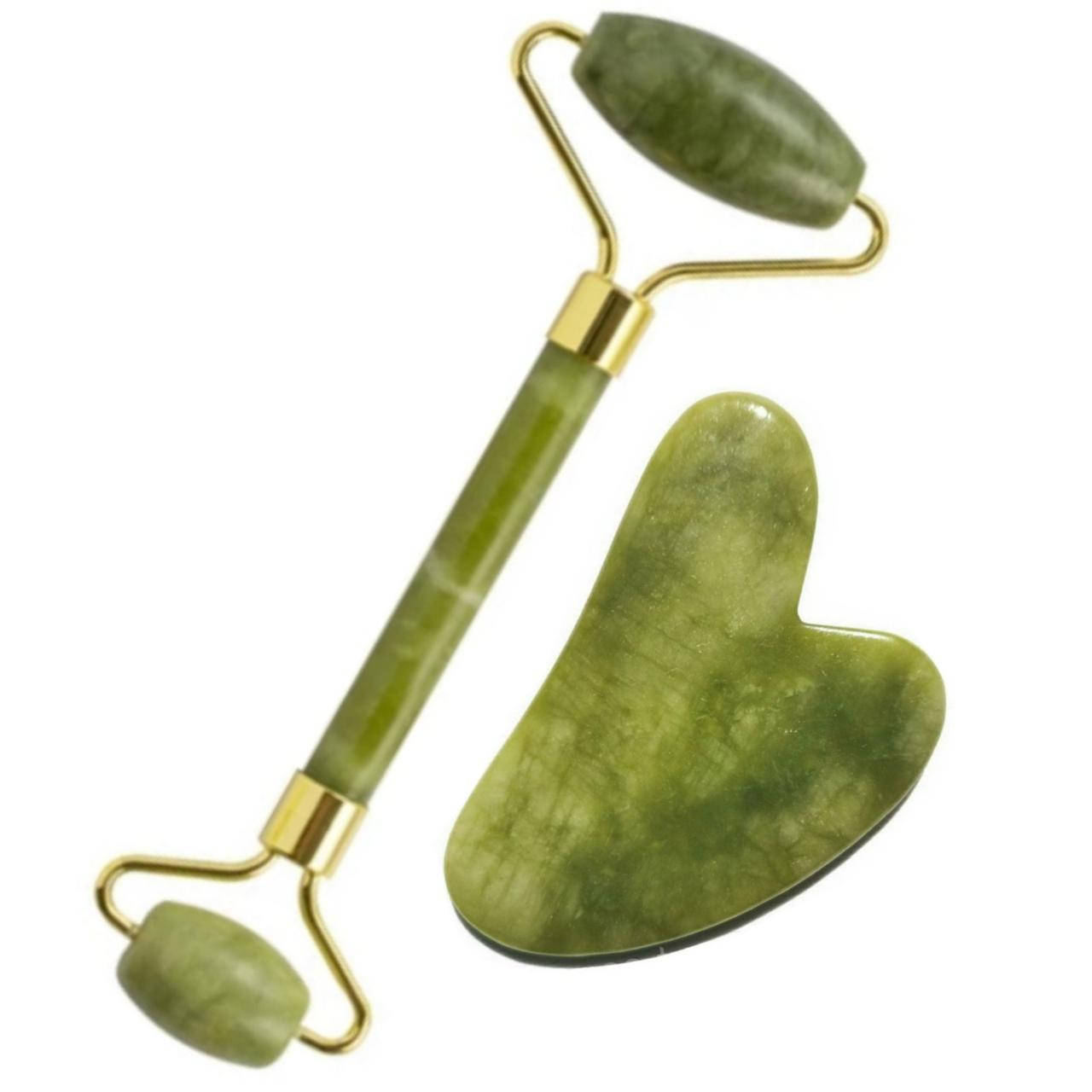 

Нефритовый Роллер-массажер и скребок "ГуаШа" - "Сердце" для лица