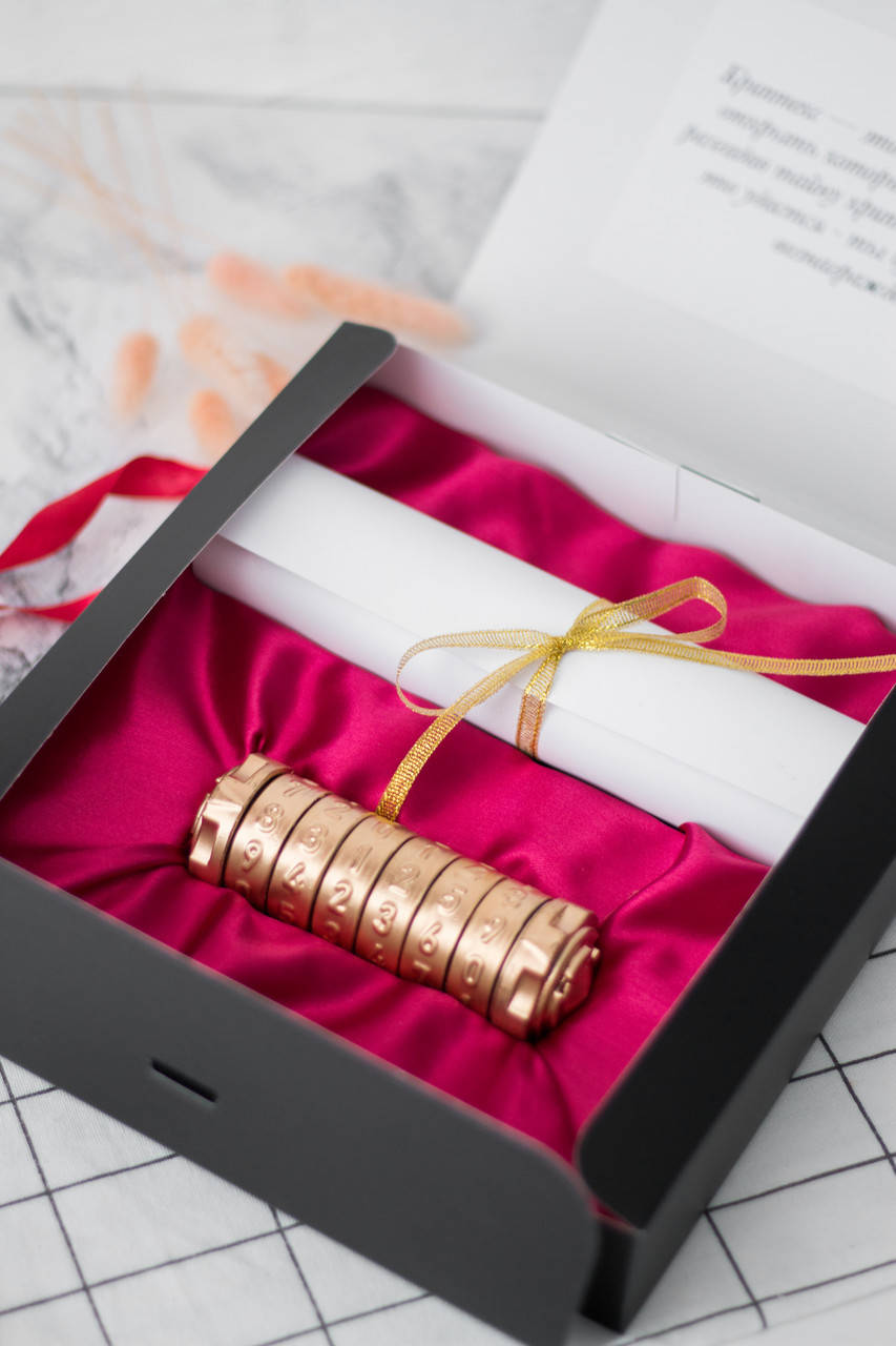 

Подарок на свадьбу оригинальный с секретом "Криптекс" золотой Cherry Gold, Металлик