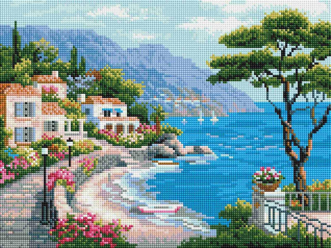 

Набір алмазної мозаїки 30х40 "Місто на березі моря" ST455