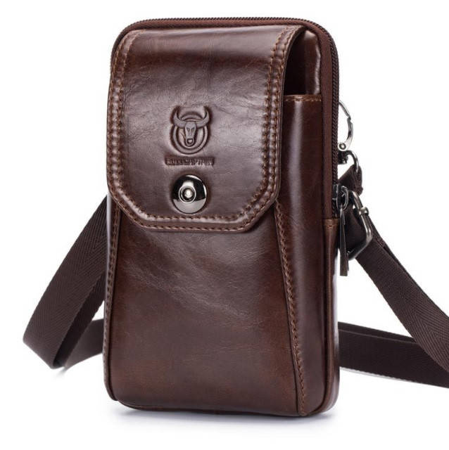 

Мужская кожаная сумка на плечо или пояс Bullcaptain 079, Коричневый