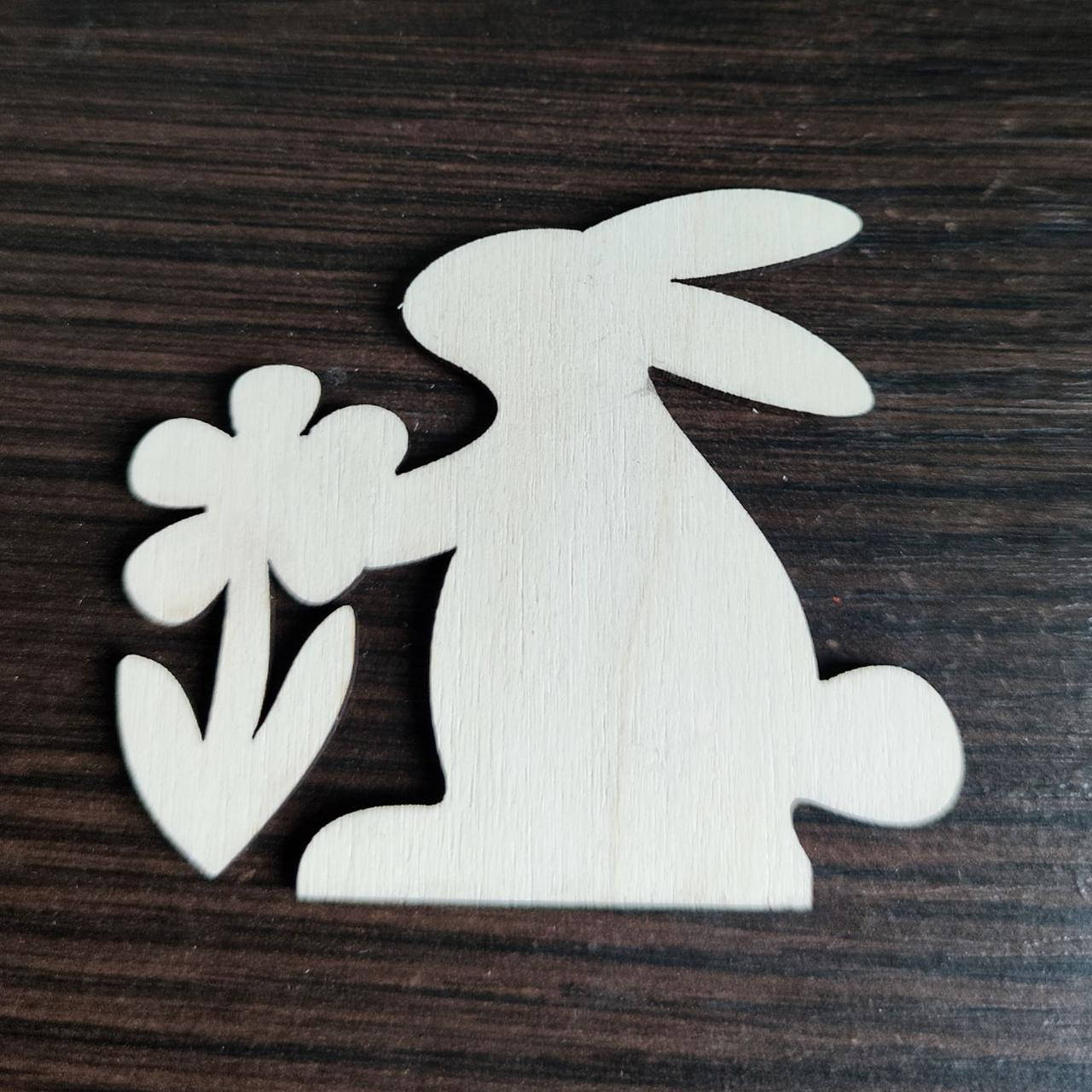 

Пасхальный деревянный магнит "Заяц с букетом" | заготовка для декупажа| под декорирование |для росписи