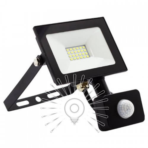 

Прожектор LED 20w 6500K IP65 1600LM LEMANSO 175-265V с датчиком чёрный/ LMPS27