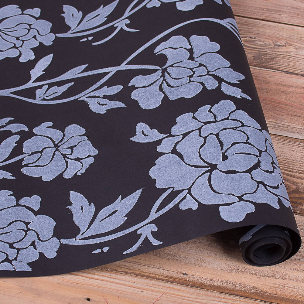 

Бумага новогодняя пионы на черном 10м