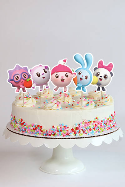 

Набор средние топперы в торт (9-11см., 5шт./уп.) вырубка "Малышарики"