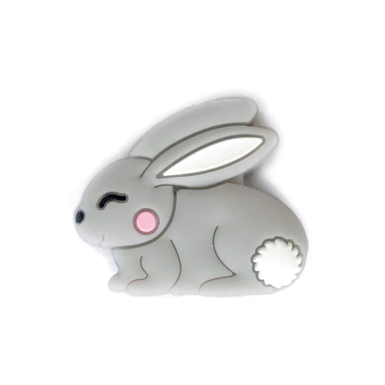 

Зайчик бусина (светло-серый) силиконовая бусина