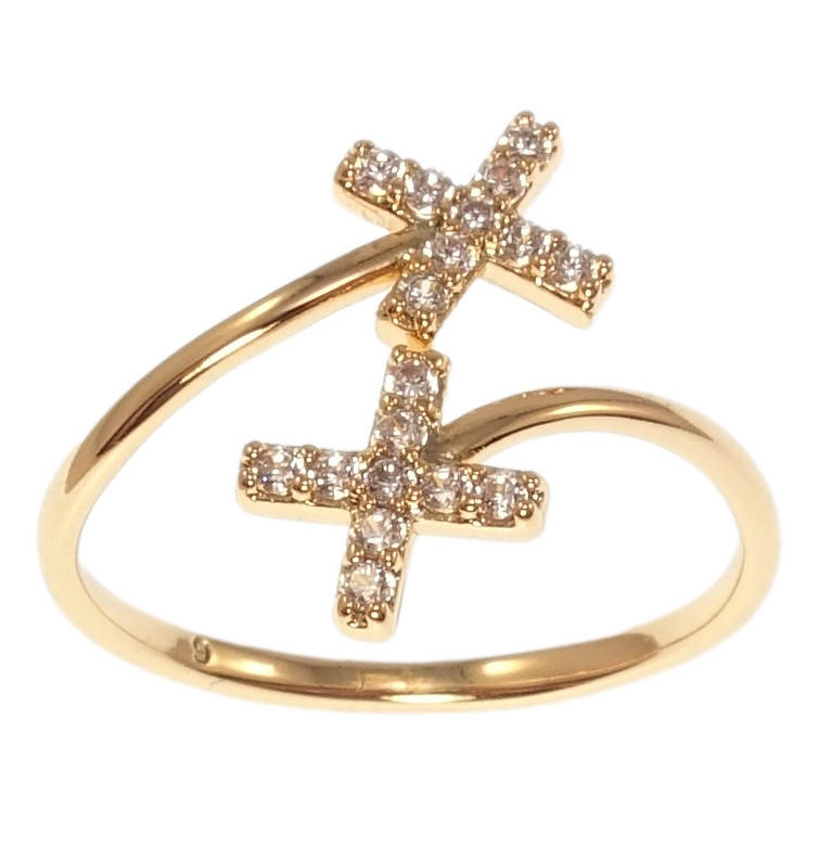 

Кольцо ХР Позолота 18K "Крестики из циркония" р 16-17