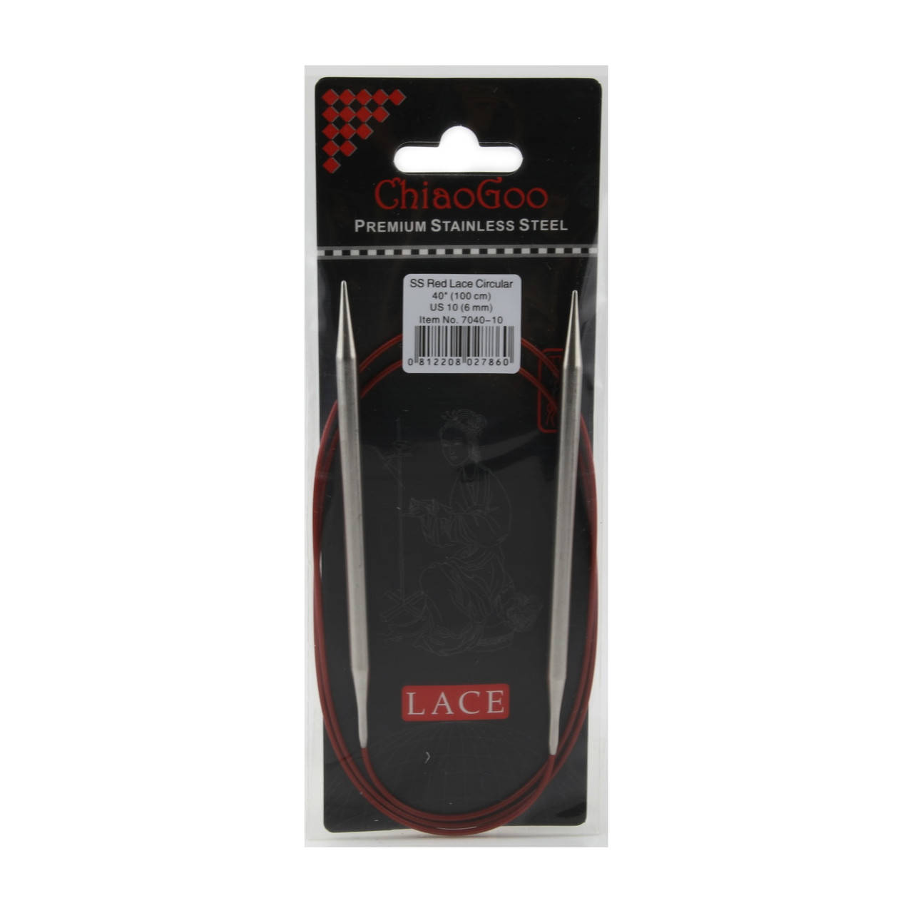 

Спицы круговые ChiaoGoo SS RED Lace 100, 6 мм, Красный