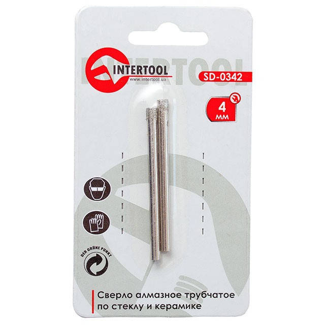 

Сверло алмазное трубчатое по стеклу и керамике 4 мм INTERTOOL SD-0342