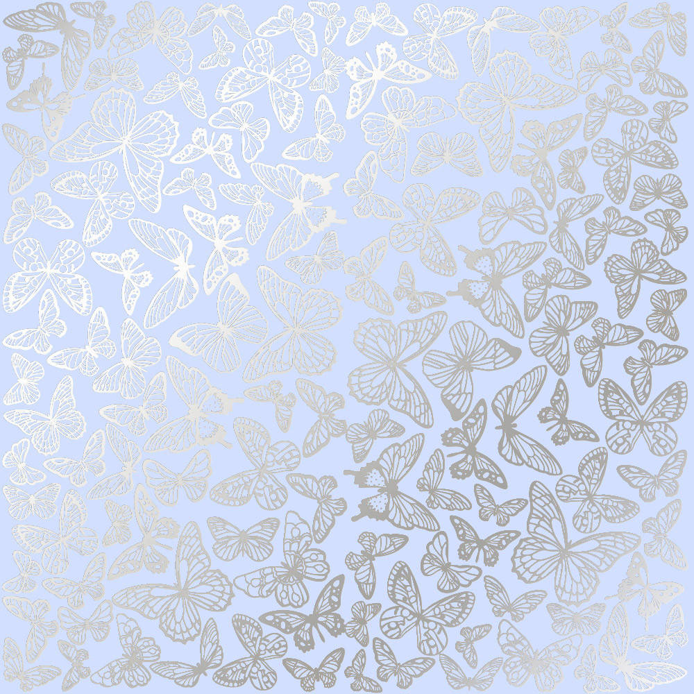 

Лист одностороннього паперу з фольгуванням Silver Butterflies Purple 30,5х30,5 см