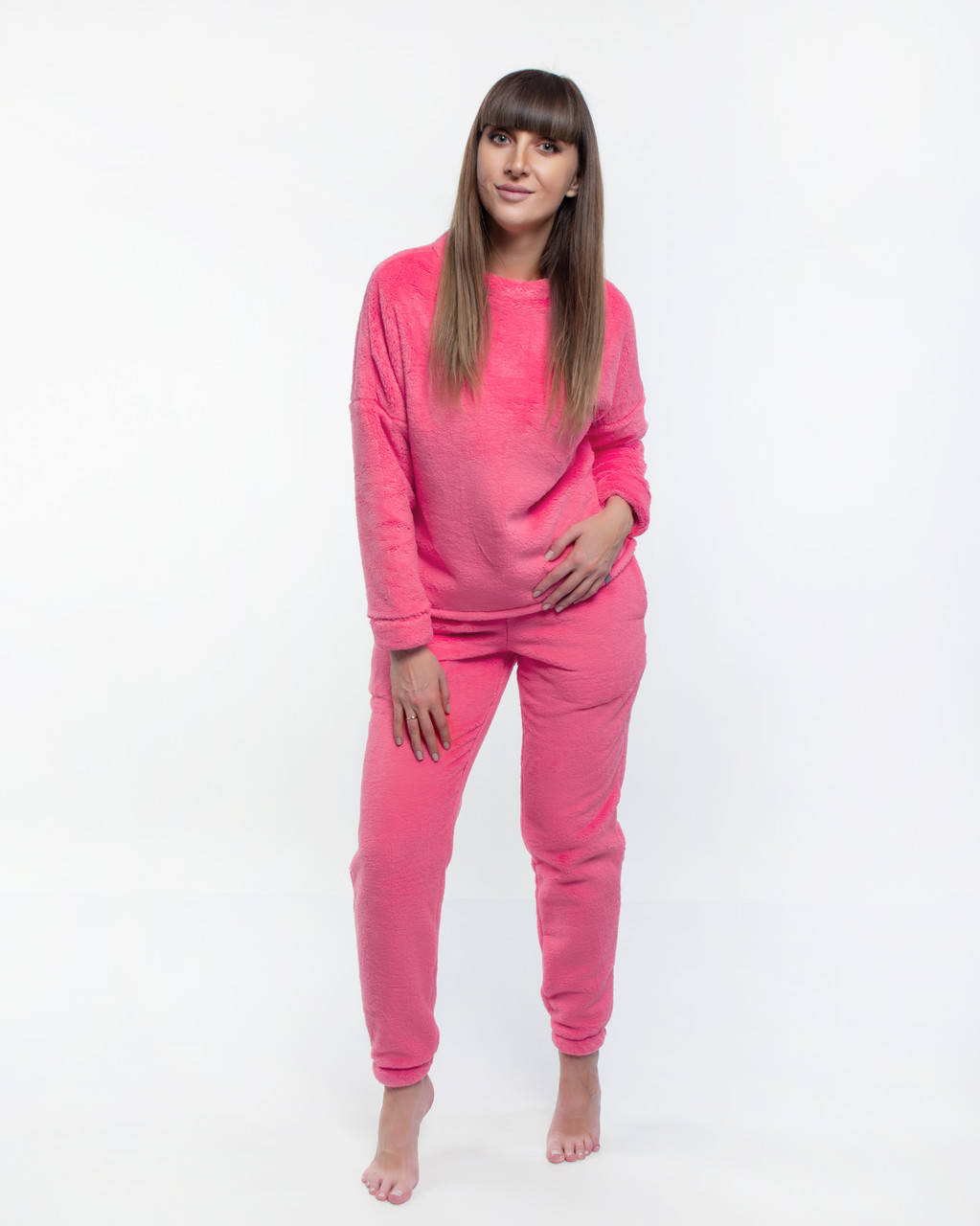 

Костюм домашний махровый кофта со штанами Розовый