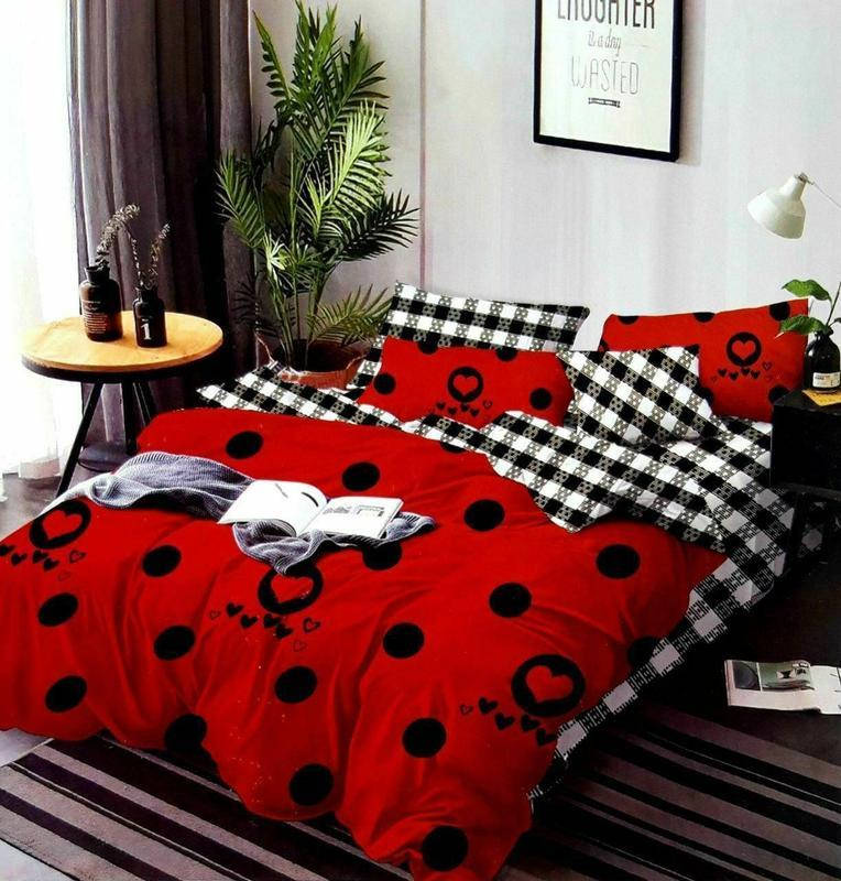 

Комплект постельного белья семейный ТМ "Ловец снов", Красный горошек, Белый