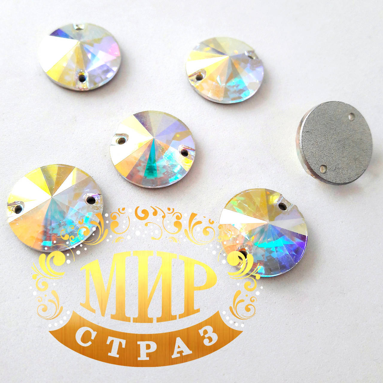 

Пришивные стразы риволи Preciosa, 10мм, цвет Crystal AB, 1шт