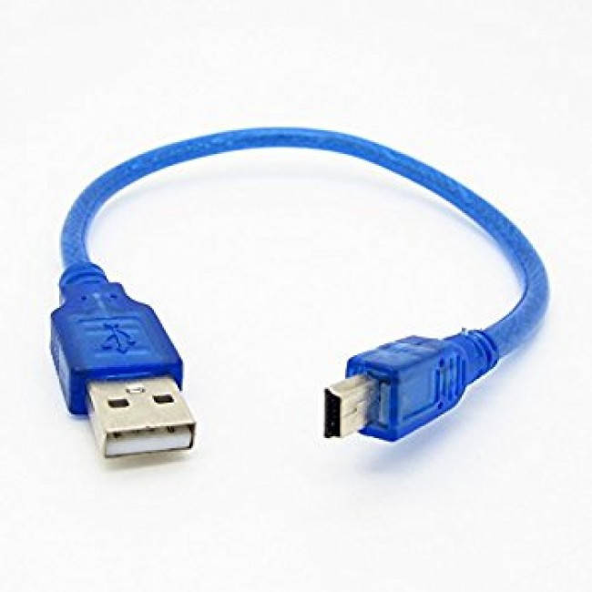 

Кабель штекер mini USB 5pin - штекер AM, довжина - 0.3м, v.2.0, синій