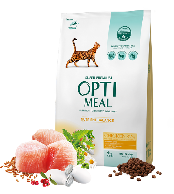 

OptiMeal для дорослих котів з куркою 4 кг