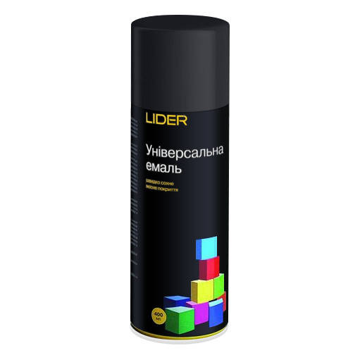 

Эмаль универсальная Lider RAL 9005 черный матовый 400мл