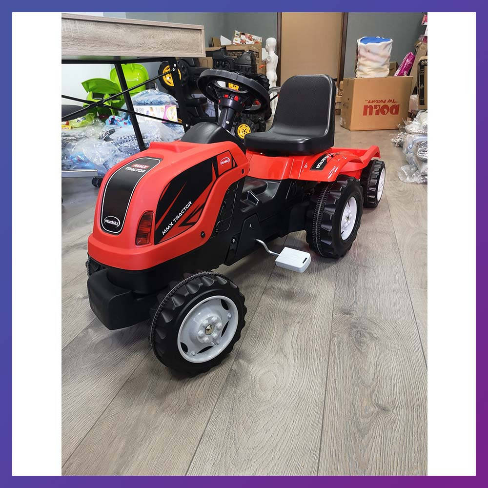 

Детский педальный веломобиль трактор MMX MICROMAX 01-010 с прицепом красный