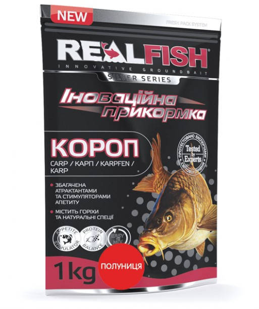 

Прикормка Realfish Карп Клубника 1кг
