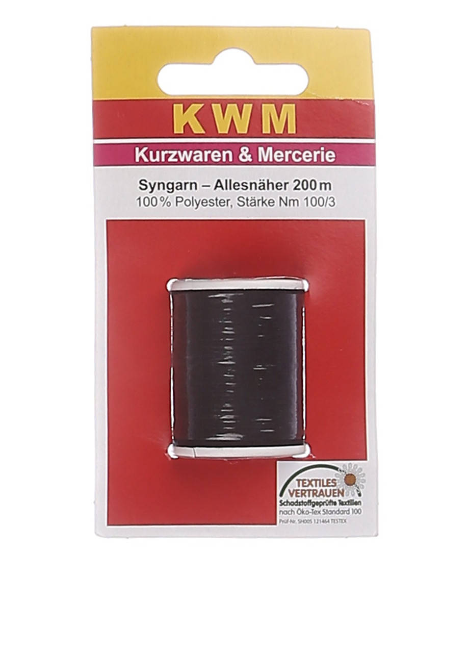 

Швейная нить Nm 100/3, 200м KWM - черный K02-110033