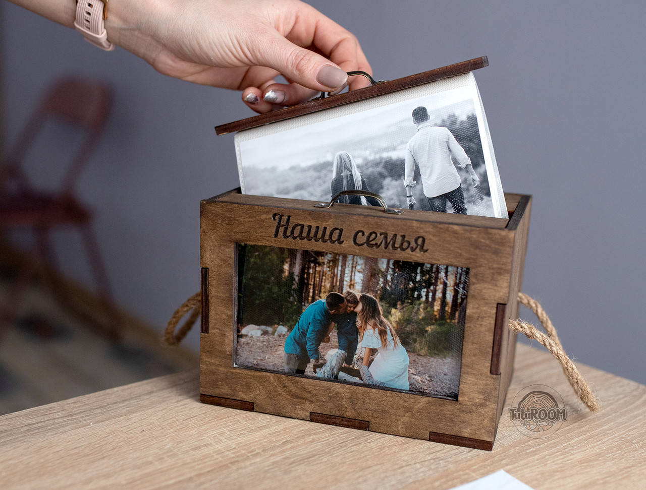 

Альбом для фотографий-короб, фотобокс для фото 10х15, Серый