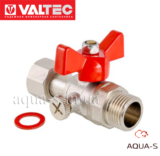 

Кран с накидной гайкой Valtec DN 1/2"х1/4" для подключения манометра (VT.806.N) Италия