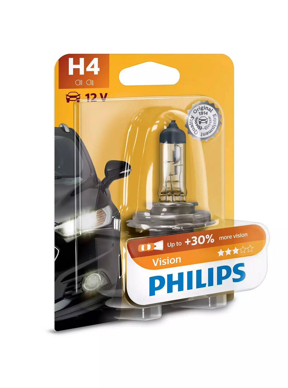 

Автомобильные галогенные лампы головного света Philips H4 Vision