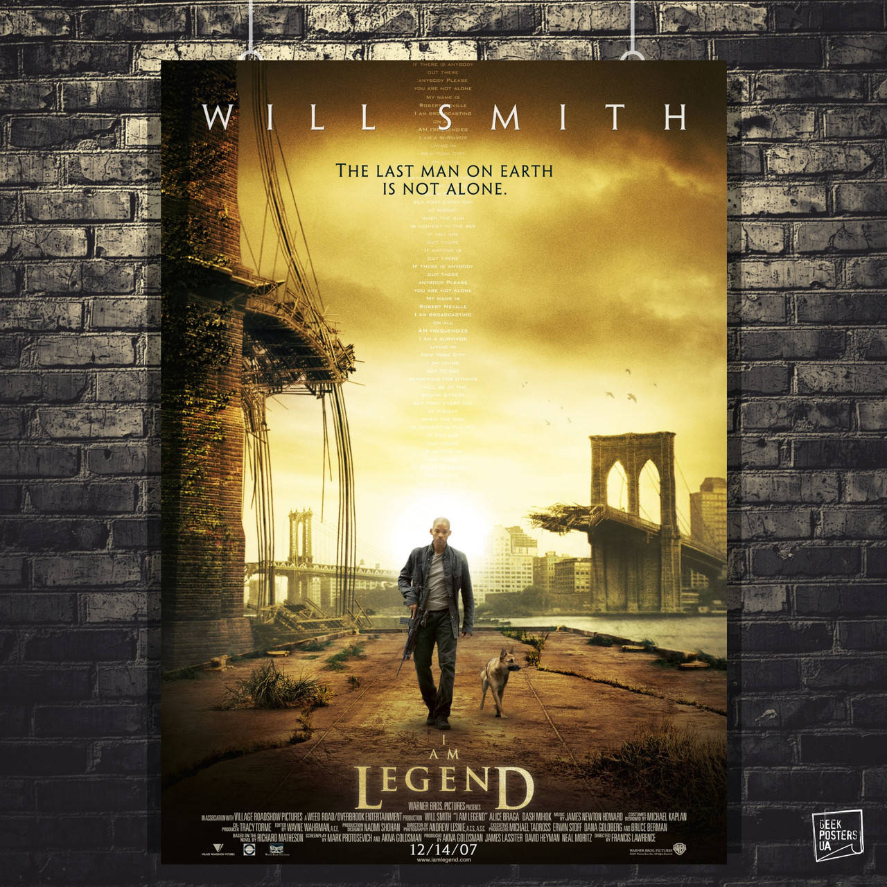 

Плакат "Я - легенда, I am Legend (2007), вариант №1", Уилл Смит. Размер 60x42см (A2). Глянцевая бумага A3