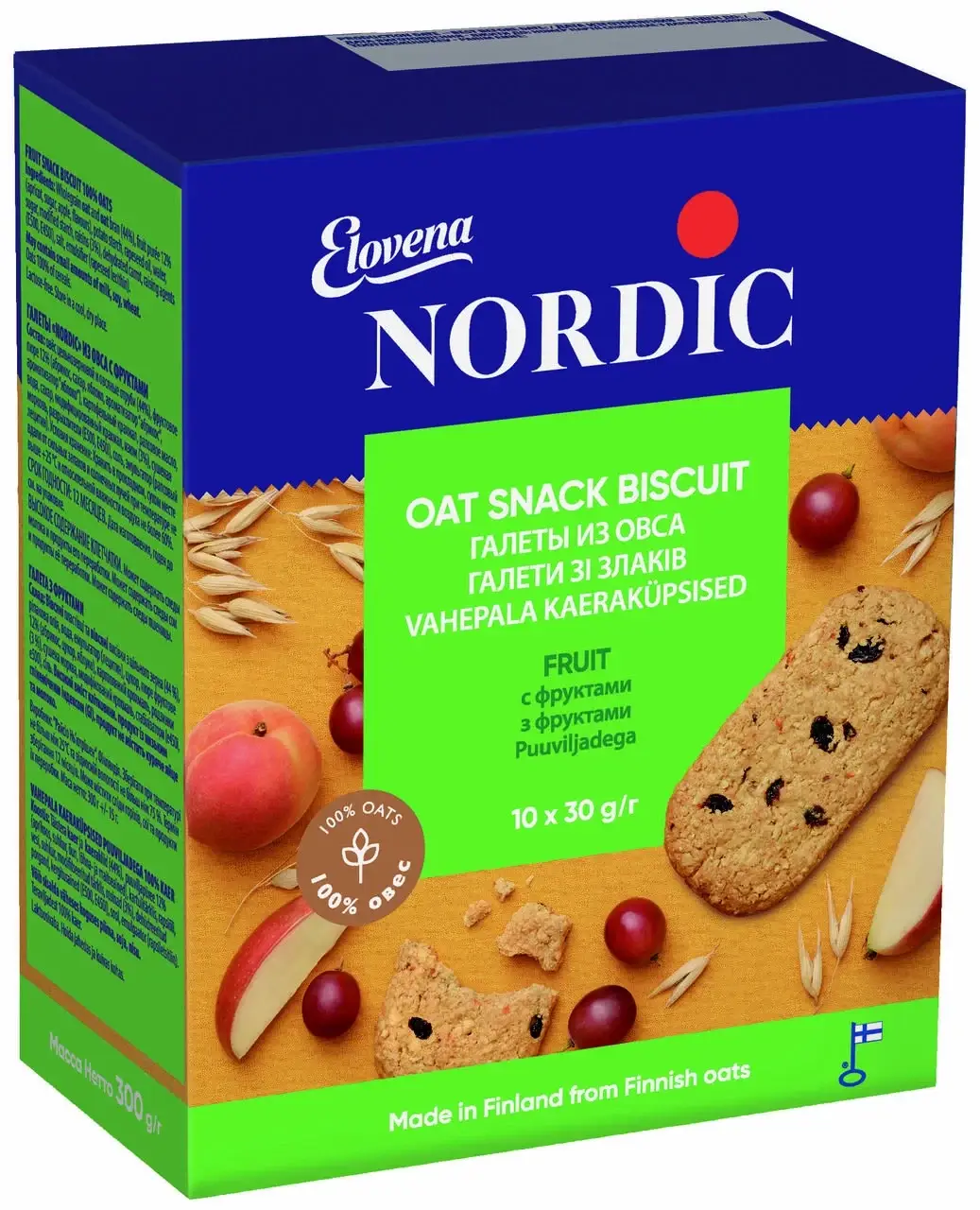 

Галеты из овса с фруктами Nordic 300 г (10шт.*30г)