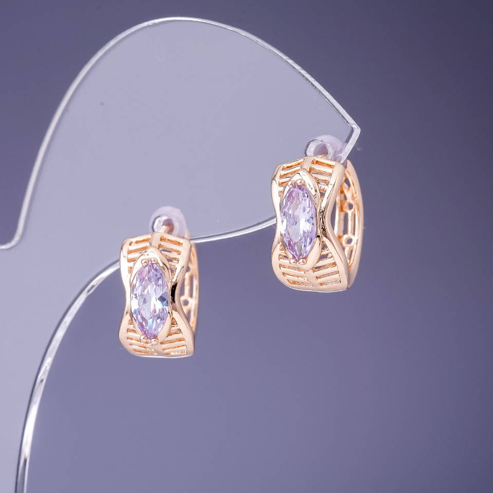 

Серьги Xuping светло сиреневый камень Аметист 15х8мм позолота 18К