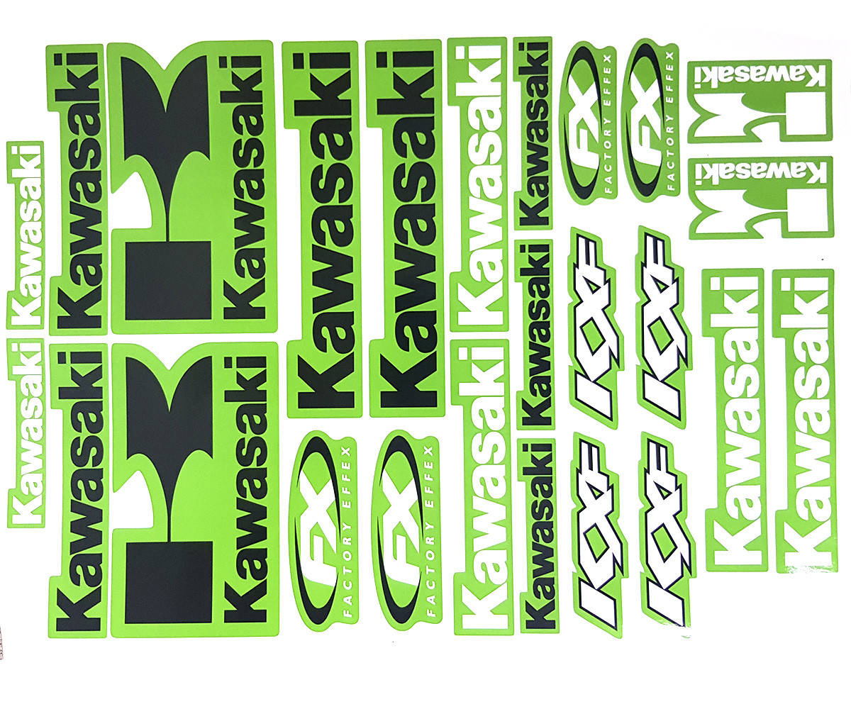 

Наклейки логотипы лист А3 Kawasaki Green, Зелёный