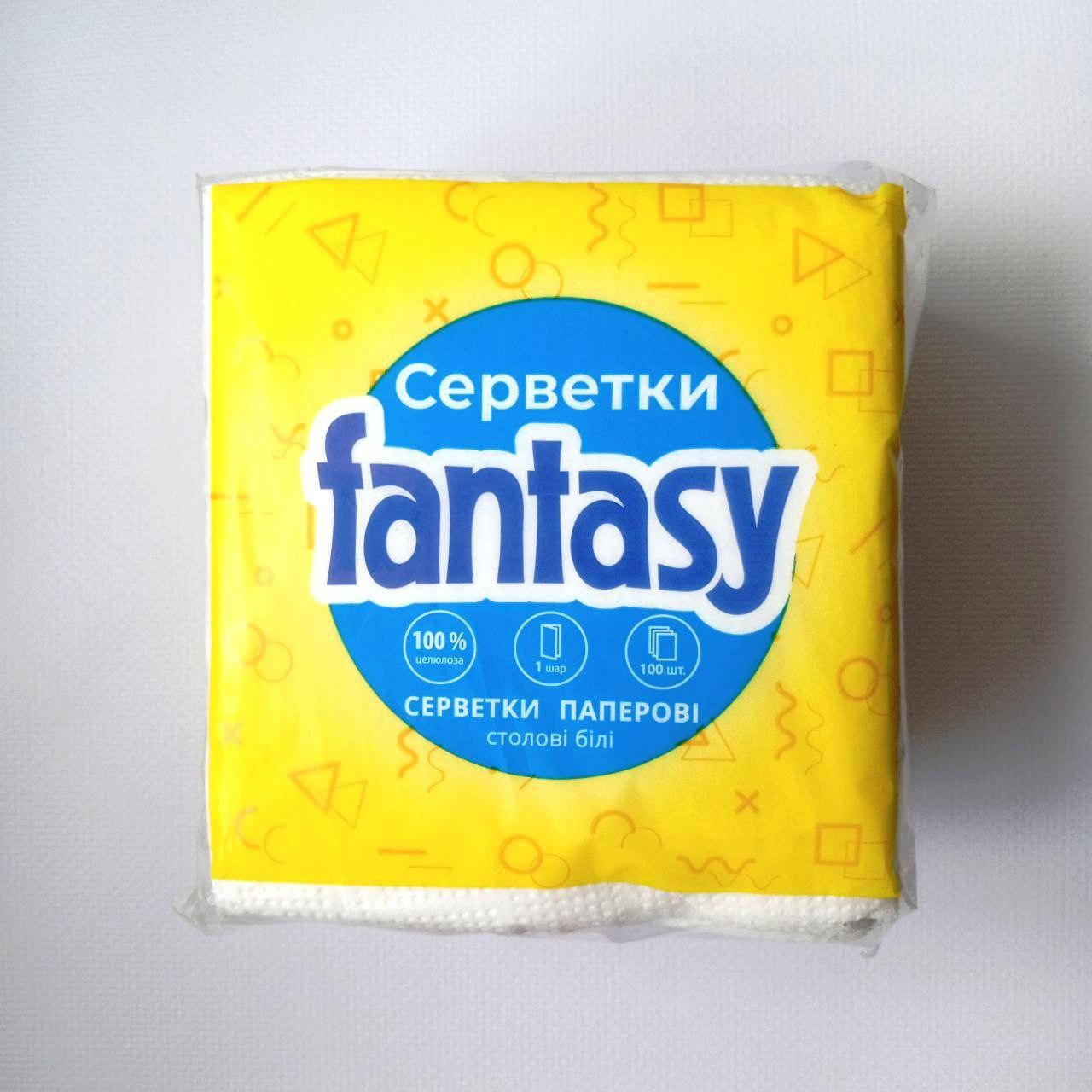 

Салфетки бумажные столовые однослойные белые, 100 шт Fantasy, Фентези, Белый