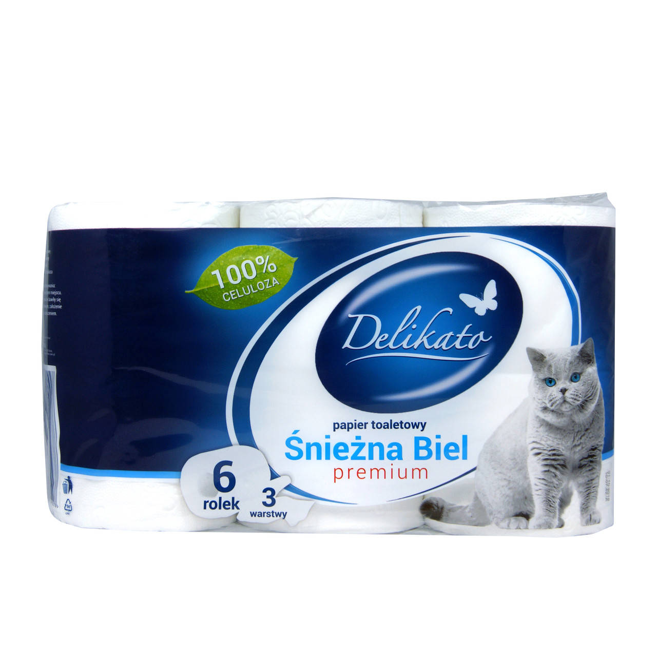 

Туалетная бумага DELIKATO 6шт/уп 3 слоя, Белый