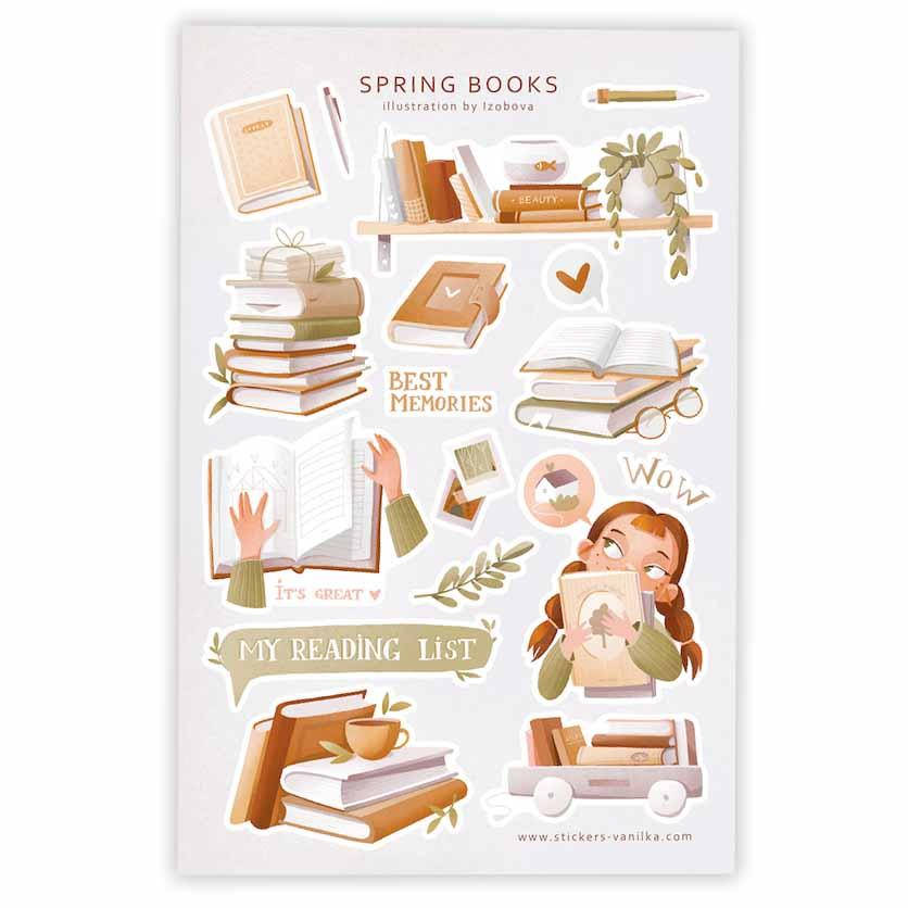 

Сет стикеров от Stickers Vanilka «Spring books» 1 шт, Белый