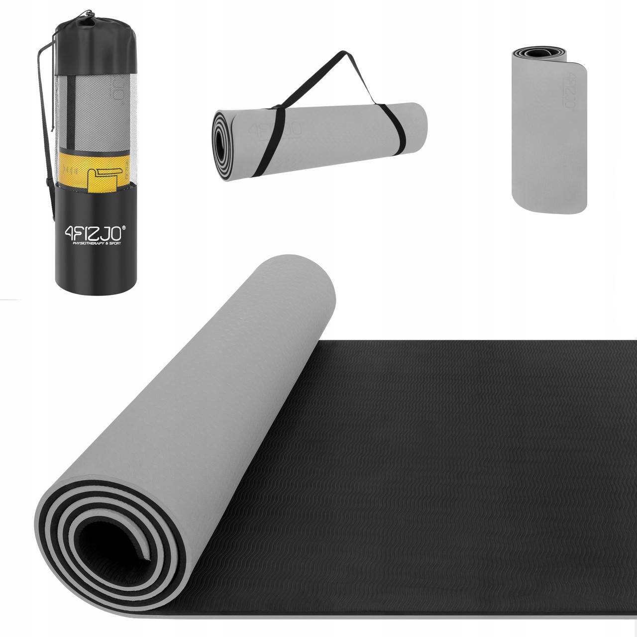 

Коврик (мат) для йоги та фітнесу 4FIZJO TPE 1 см 4FJ0203 Grey/Black