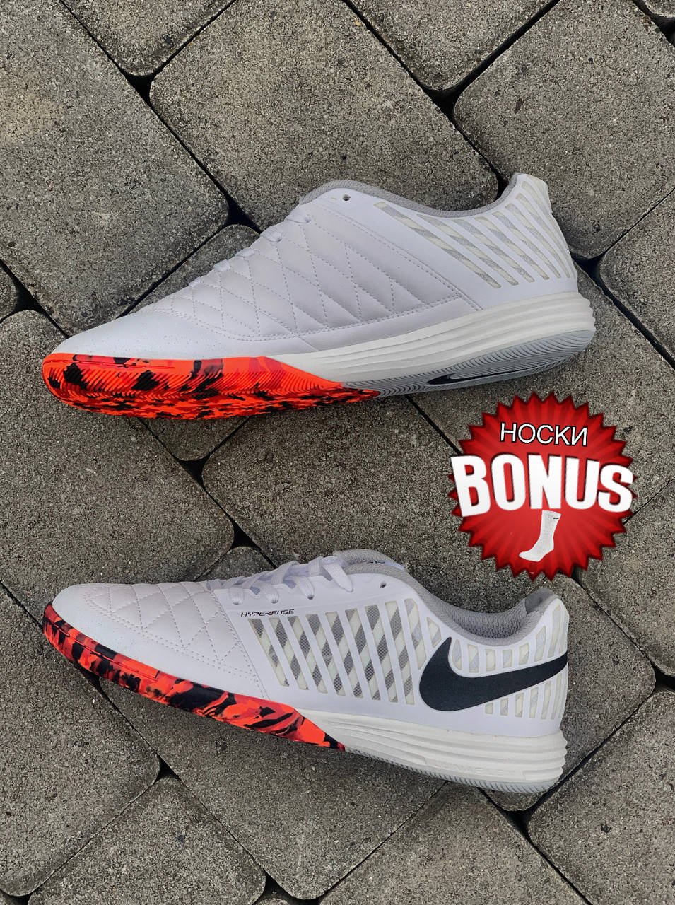 

Футзалки Nike Lunar Gato II IC white/red, Белый