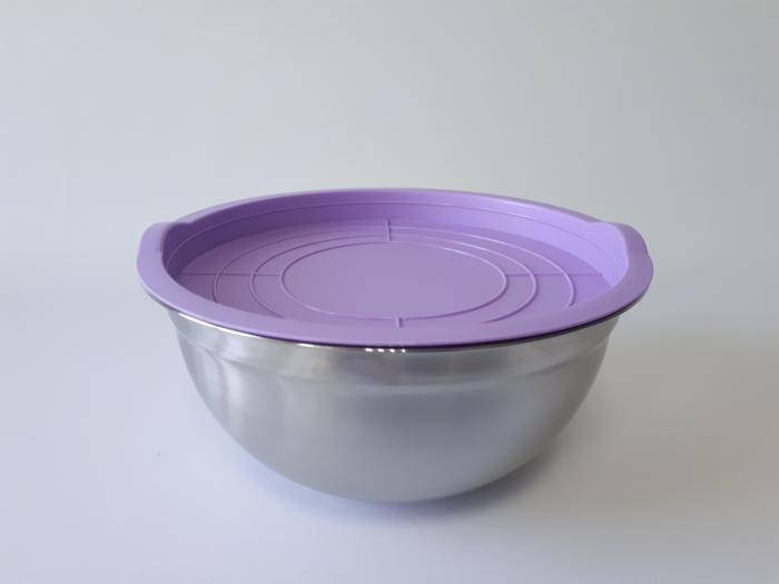 

Миска кухонная из нержавеющей стали глубокая с крышкой D 24 cm H 11,5 cm 3,1 литра для столовой Нержавейка