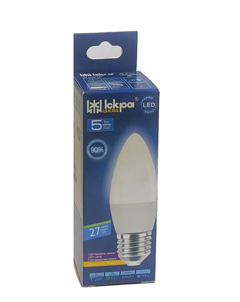

Лампа светодиодная LED СВЕЧА 5Вт 4000К цоколь E27 220B ТМ Искра