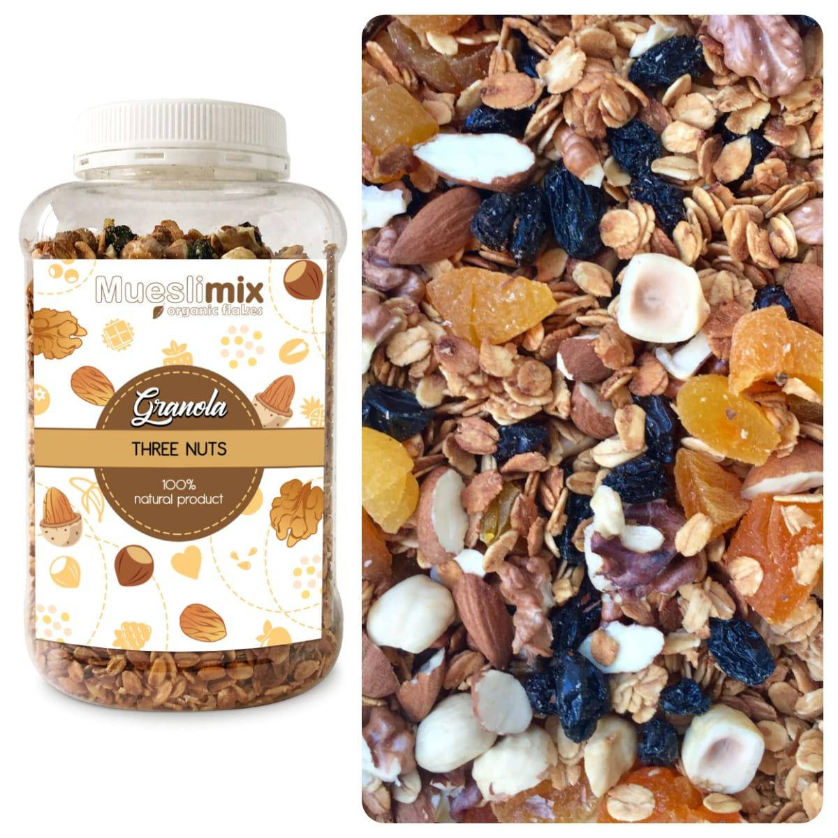 

Гранола с фундуком, миндалем, грецким орехом и курагой 500г