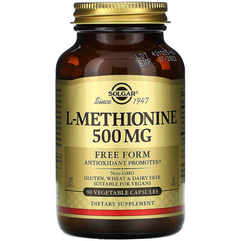 

L-Метионин SOLGAR "L-Methionine" детоксифицирующий антиоксидант, 500 мг (90 капсул)